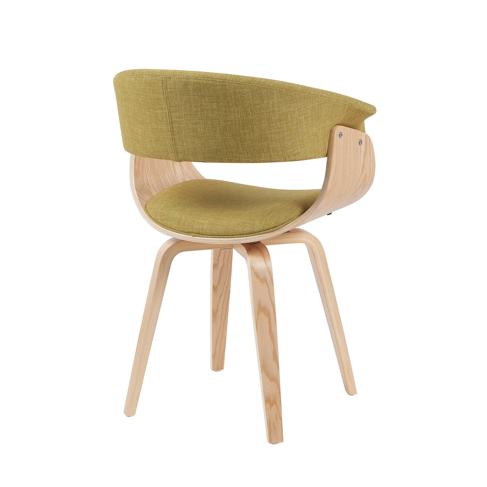 Summer Mid-Century Upholstered Dining Chair in Green and Patterned Oak Finish. Picture 3