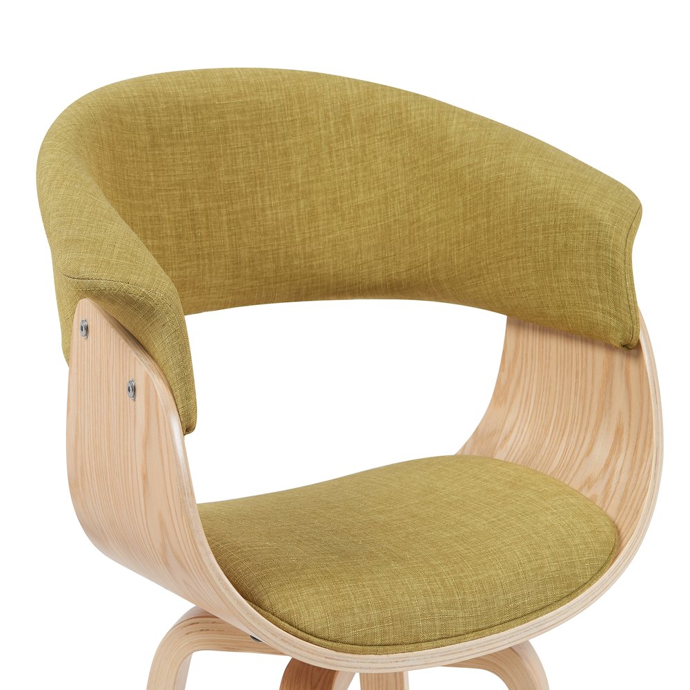 Summer Mid-Century Upholstered Dining Chair in Green and Patterned Oak Finish. Picture 4