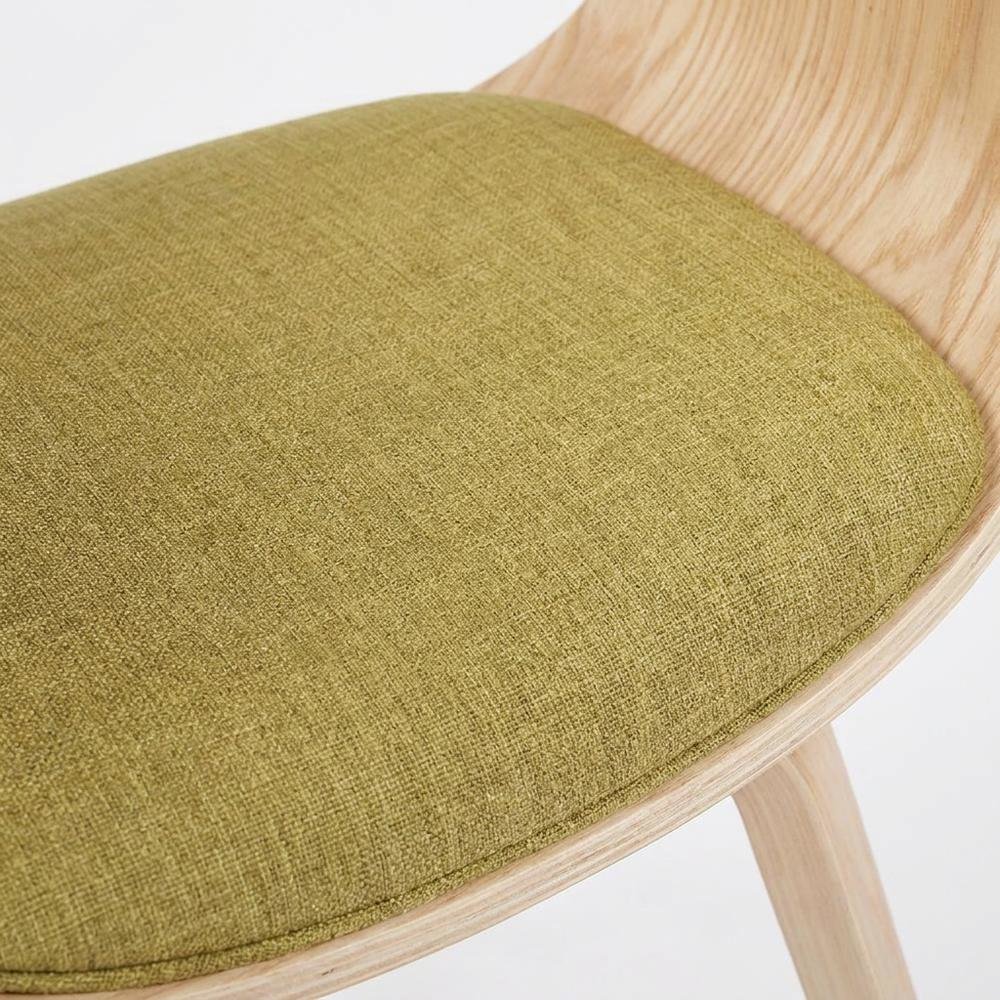 Polyester Upholstered Mid-Century Dining Chair, Barrel Back with Arms, Oak. Picture 6