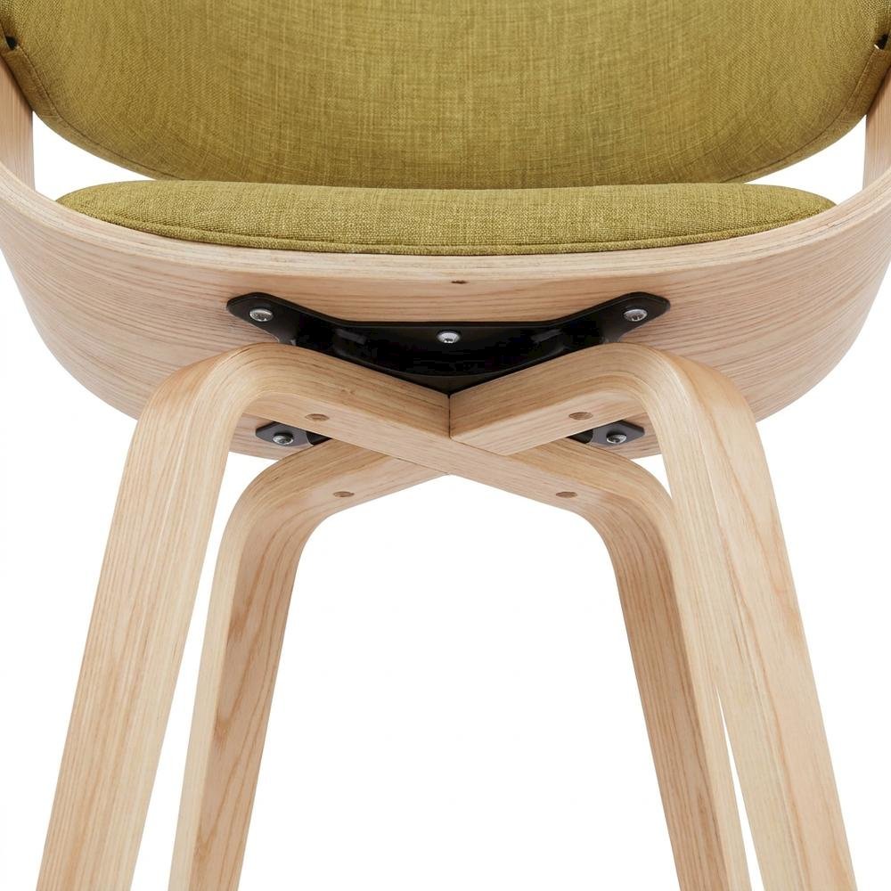 Polyester Upholstered Mid-Century Dining Chair, Barrel Back with Arms, Oak. Picture 7