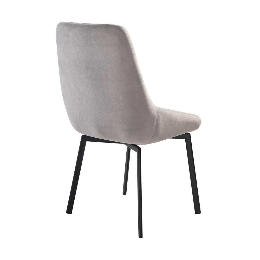 Swivel Upholstered Dining Chair in Gray Fabric with Black Metal Legs - Set of 2. Picture 4