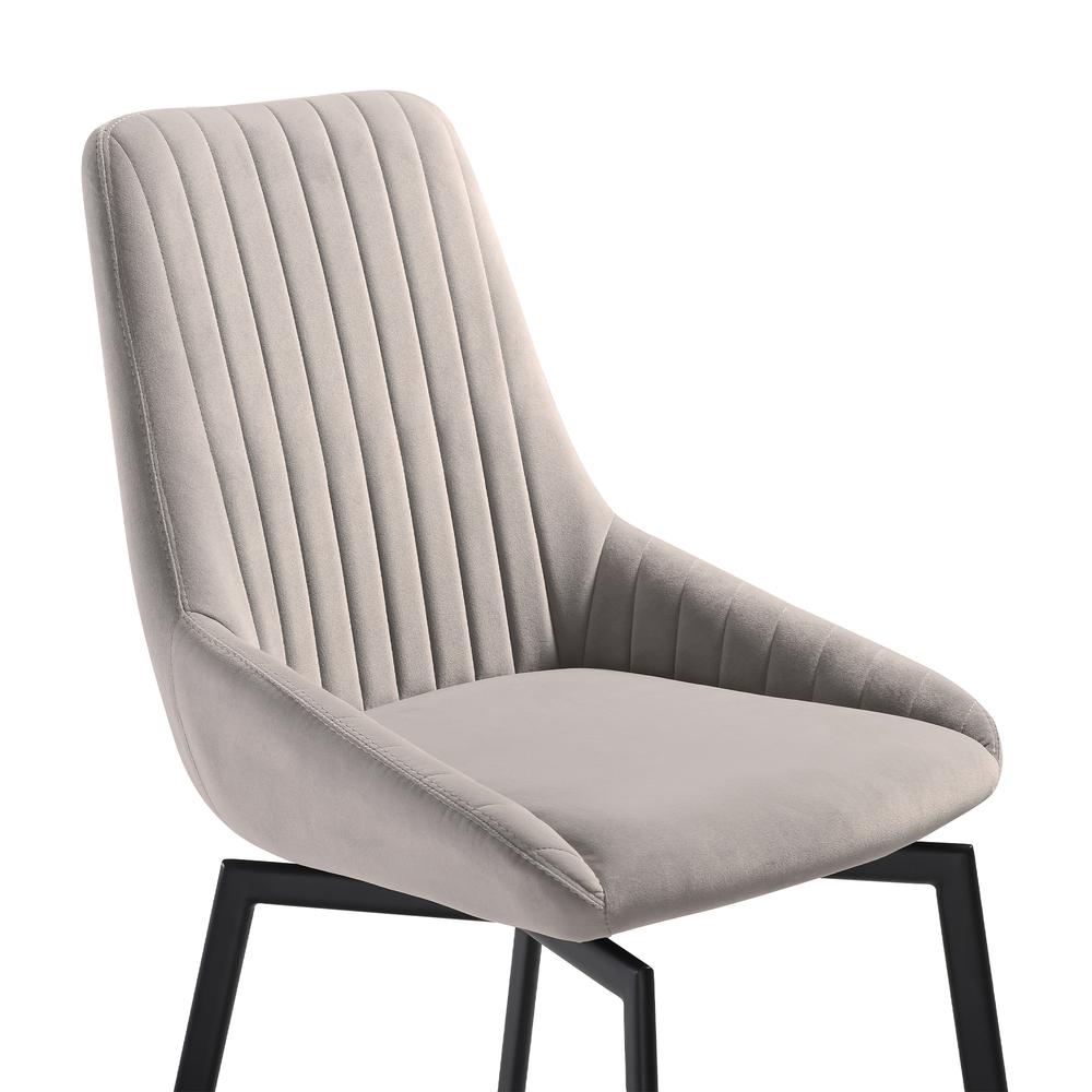 Swivel Upholstered Dining Chair in Gray Fabric with Black Metal Legs - Set of 2. Picture 5