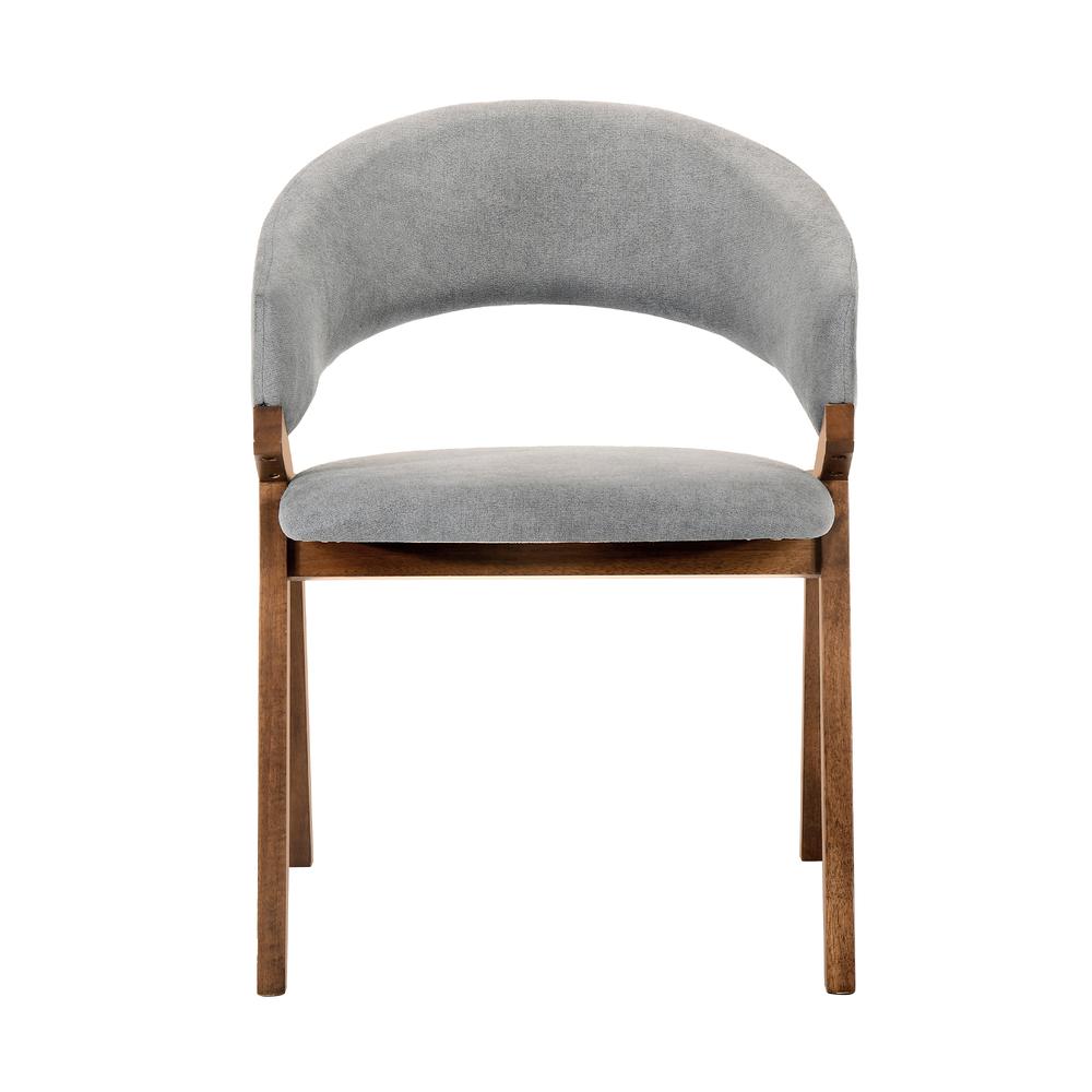 Talulah Gray Fabric and Walnut Veneer Dining Side Chairs - Set of 2. Picture 2