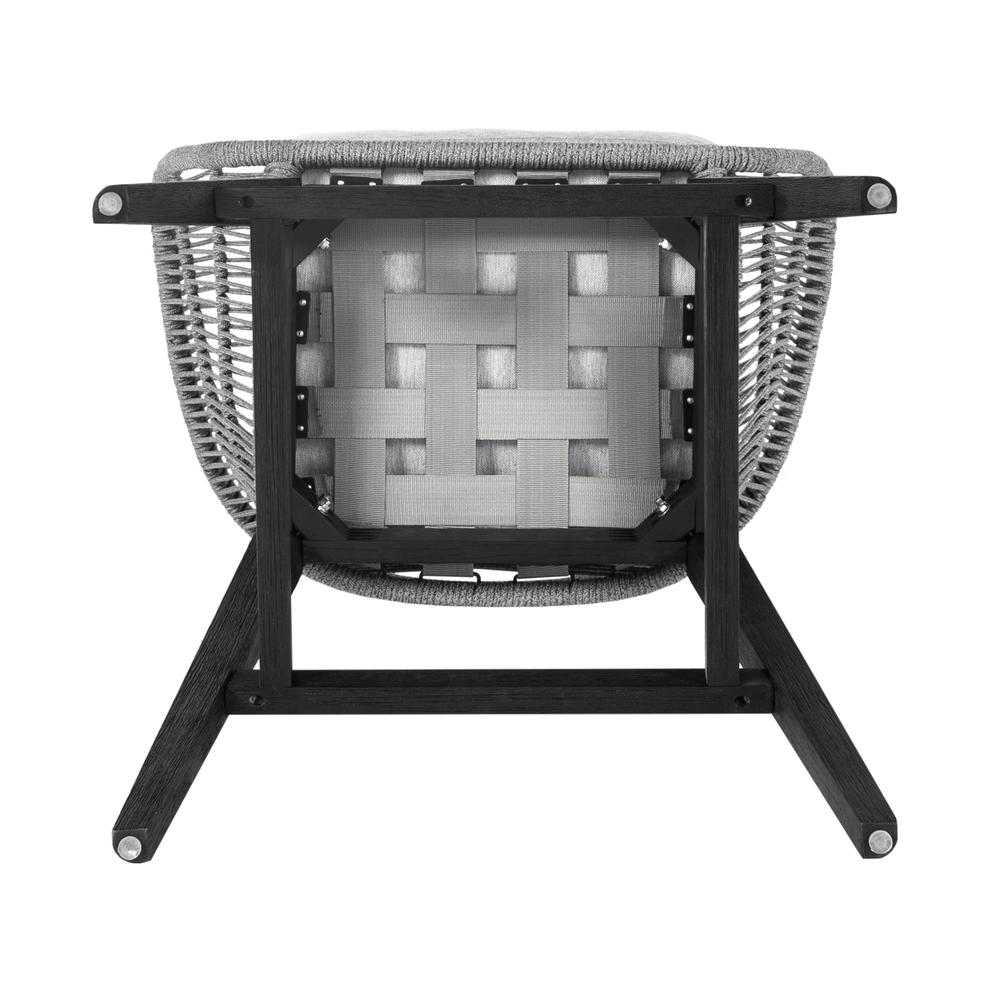 Bar Height Bar Stool in Black Brushed Wood with Grey Rope. Picture 5
