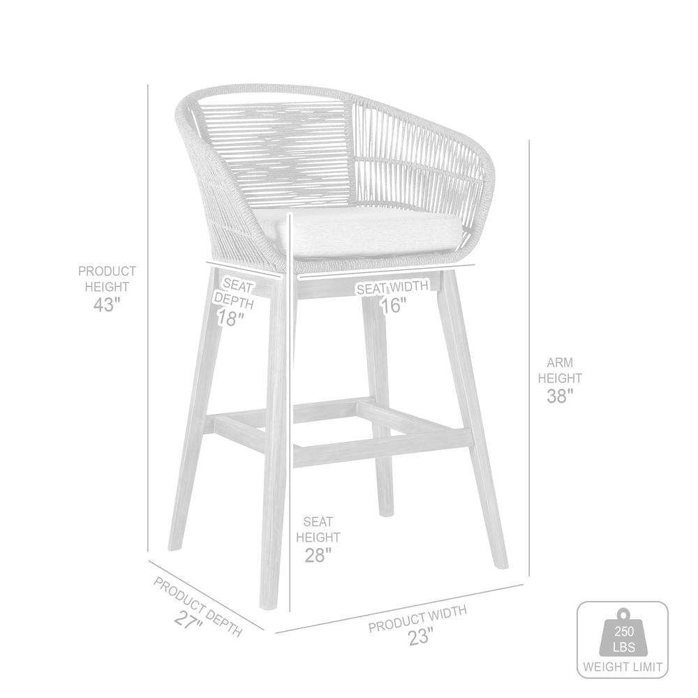 Bar Height Bar Stool in Black Brushed Wood with Grey Rope. Picture 8