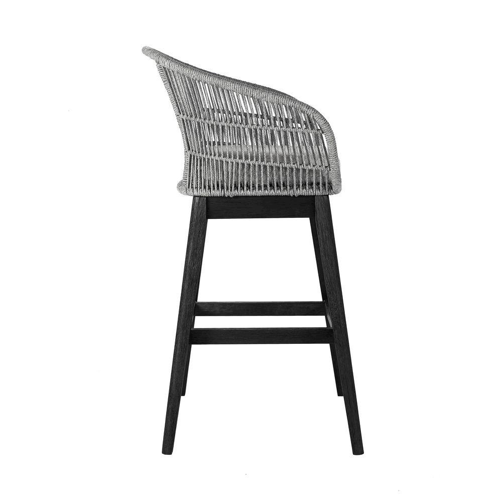 Bar Stools – Wooden Barstools with Grey Rope Seat and Black Wood Frame. Picture 5