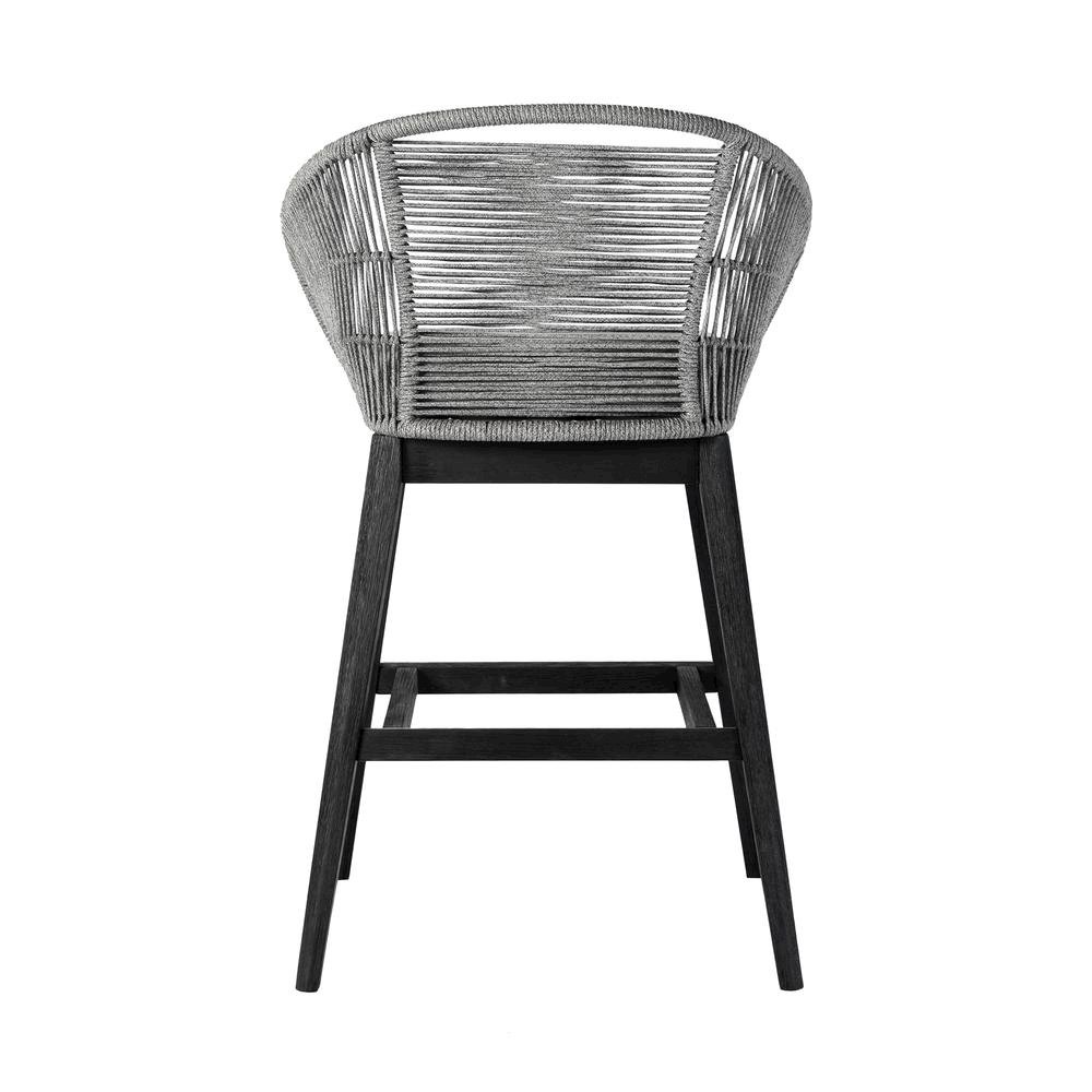 Bar Stools – Wooden Barstools with Grey Rope Seat and Black Wood Frame. Picture 4