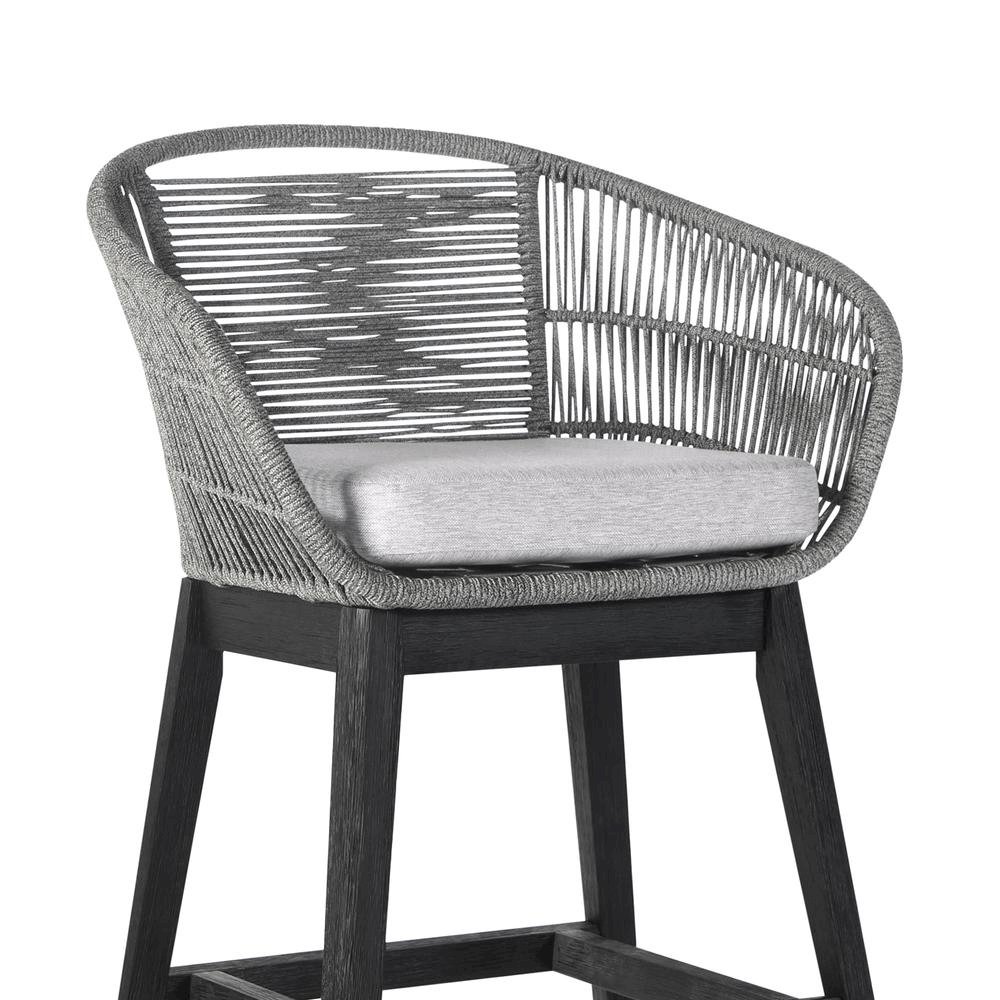 Bar Stools – Wooden Barstools with Grey Rope Seat and Black Wood Frame. Picture 6