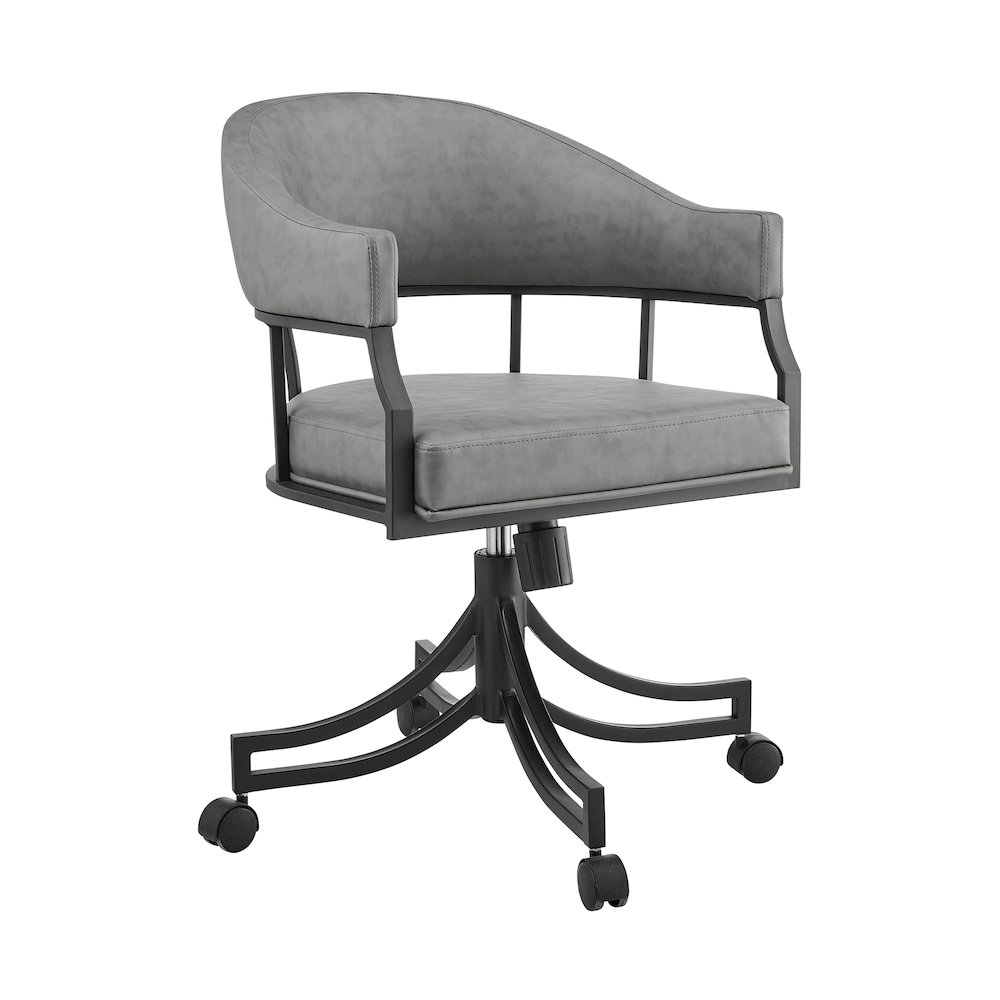 Tibet Swivel Rolling Dining Chair with Matte Black Iron. Picture 1