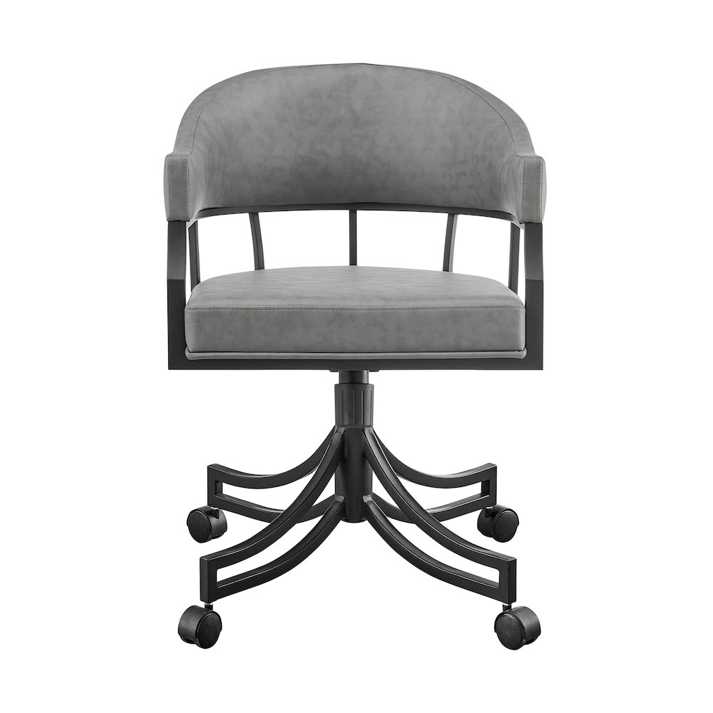 Tibet Swivel Rolling Dining Chair with Matte Black Iron. Picture 2