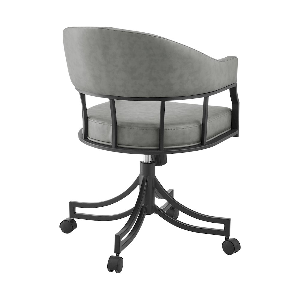 Tibet Swivel Rolling Dining Chair with Matte Black Iron. Picture 3