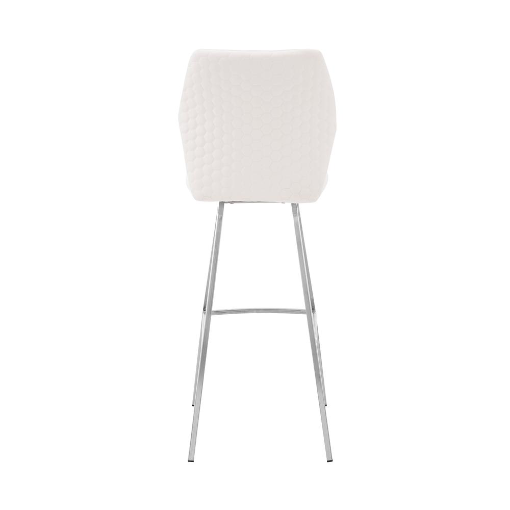 Tandy White Faux Leather and Brushed Stainless Steel 30" Bar Stool. Picture 5