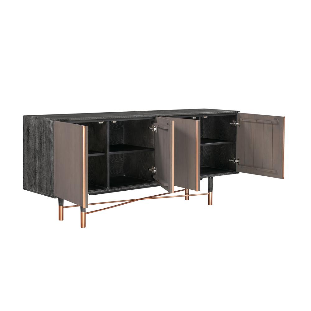 Turin Rustic Oak Wood Sideboard Cabinet with Copper Accent. Picture 3