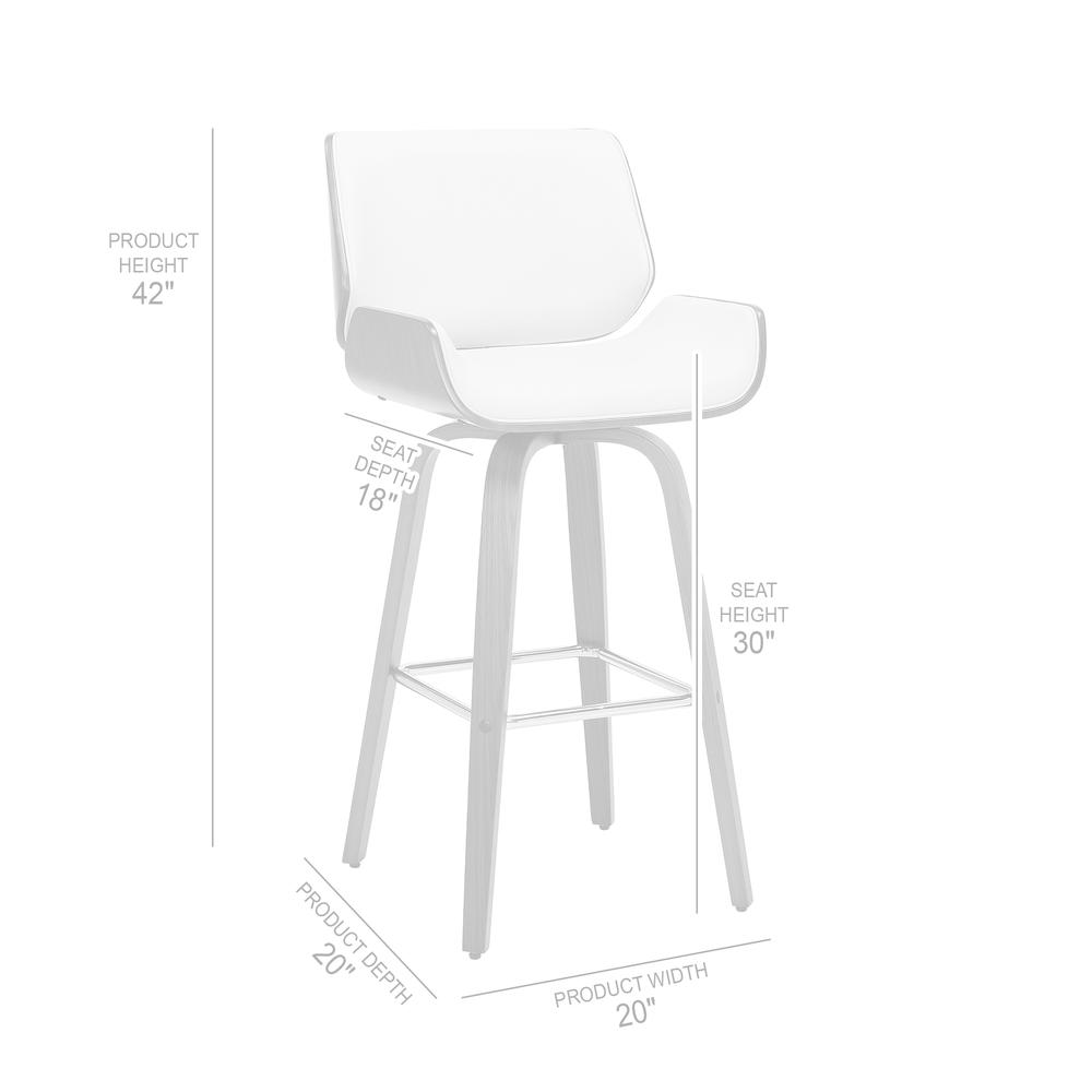 Tyler 30" Bar Height Swivel Cream Faux Leather and Walnut Wood Bar Stool. Picture 9