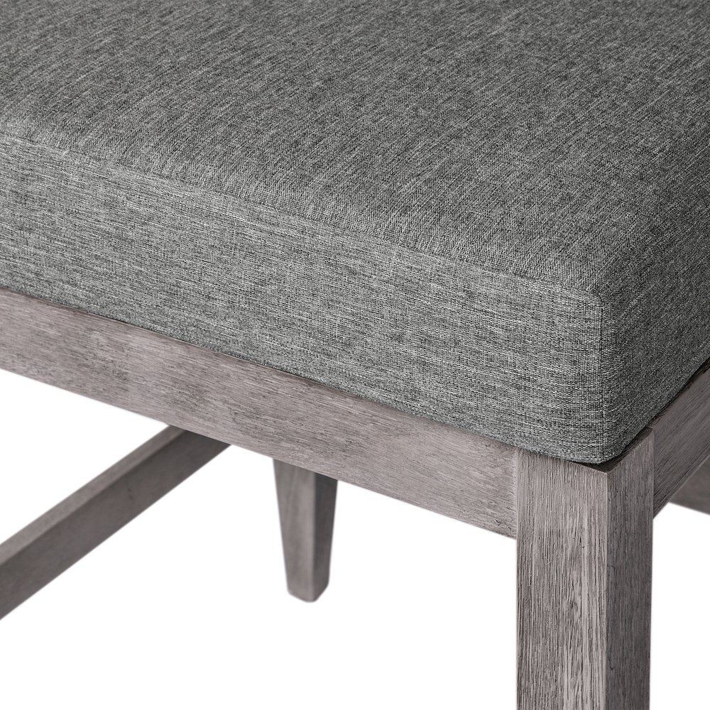 Outdoor Patio Counter Stool in Gray Eucalyptus Wood with Gray Olefin Cushions. Picture 8