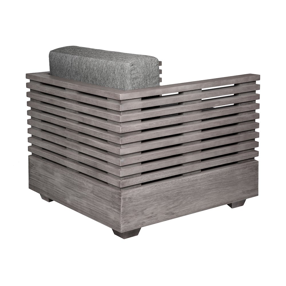 Vivid Outdoor Patio Chair in Gray Eucalyptus Wood with Gray Olefin Cushions. Picture 4