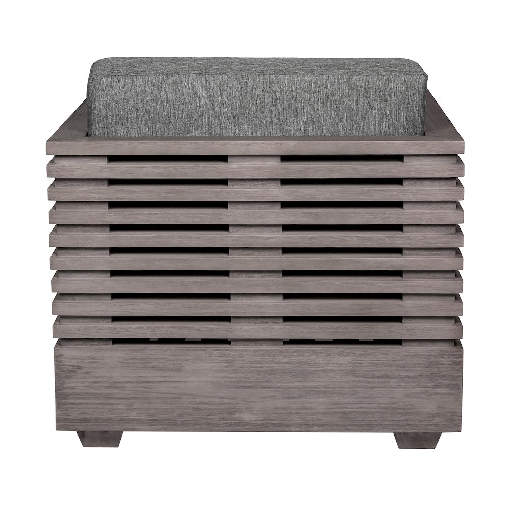 Vivid Outdoor Patio Chair in Gray Eucalyptus Wood with Gray Olefin Cushions. Picture 5