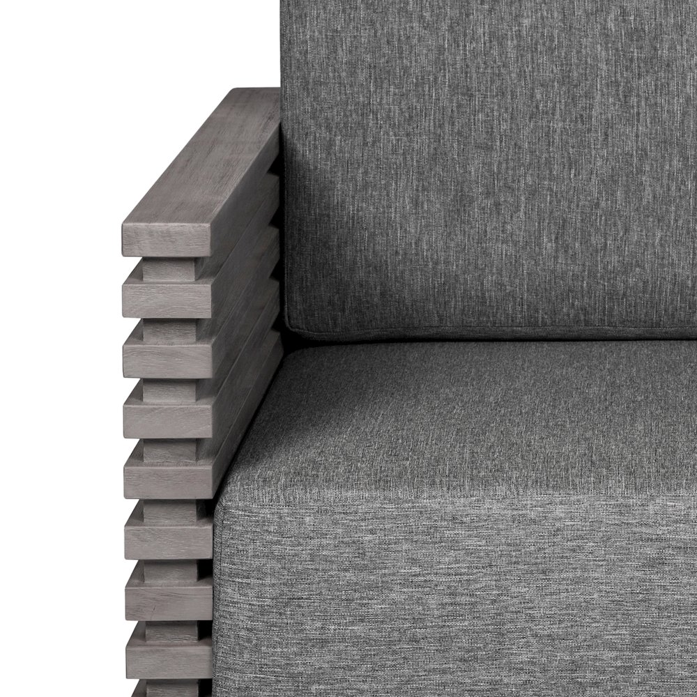 Vivid Outdoor Patio Chair in Gray Eucalyptus Wood with Gray Olefin Cushions. Picture 6