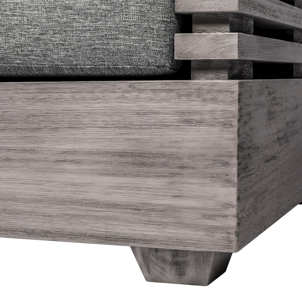 Vivid Outdoor Patio Chair in Gray Eucalyptus Wood with Gray Olefin Cushions. Picture 8