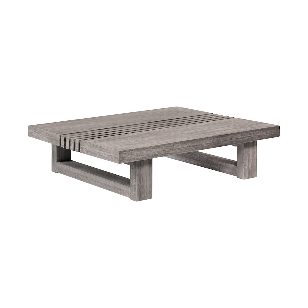 Vivid Outdoor Patio Coffee Table in Gray Eucalyptus Wood. Picture 1