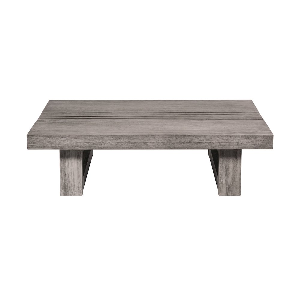 Vivid Outdoor Patio Coffee Table in Gray Eucalyptus Wood. Picture 2