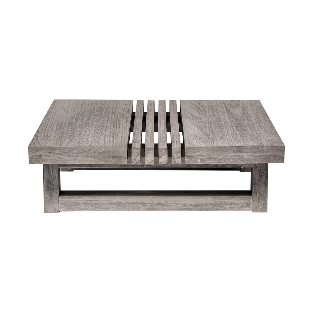 Vivid Outdoor Patio Coffee Table in Gray Eucalyptus Wood. Picture 3