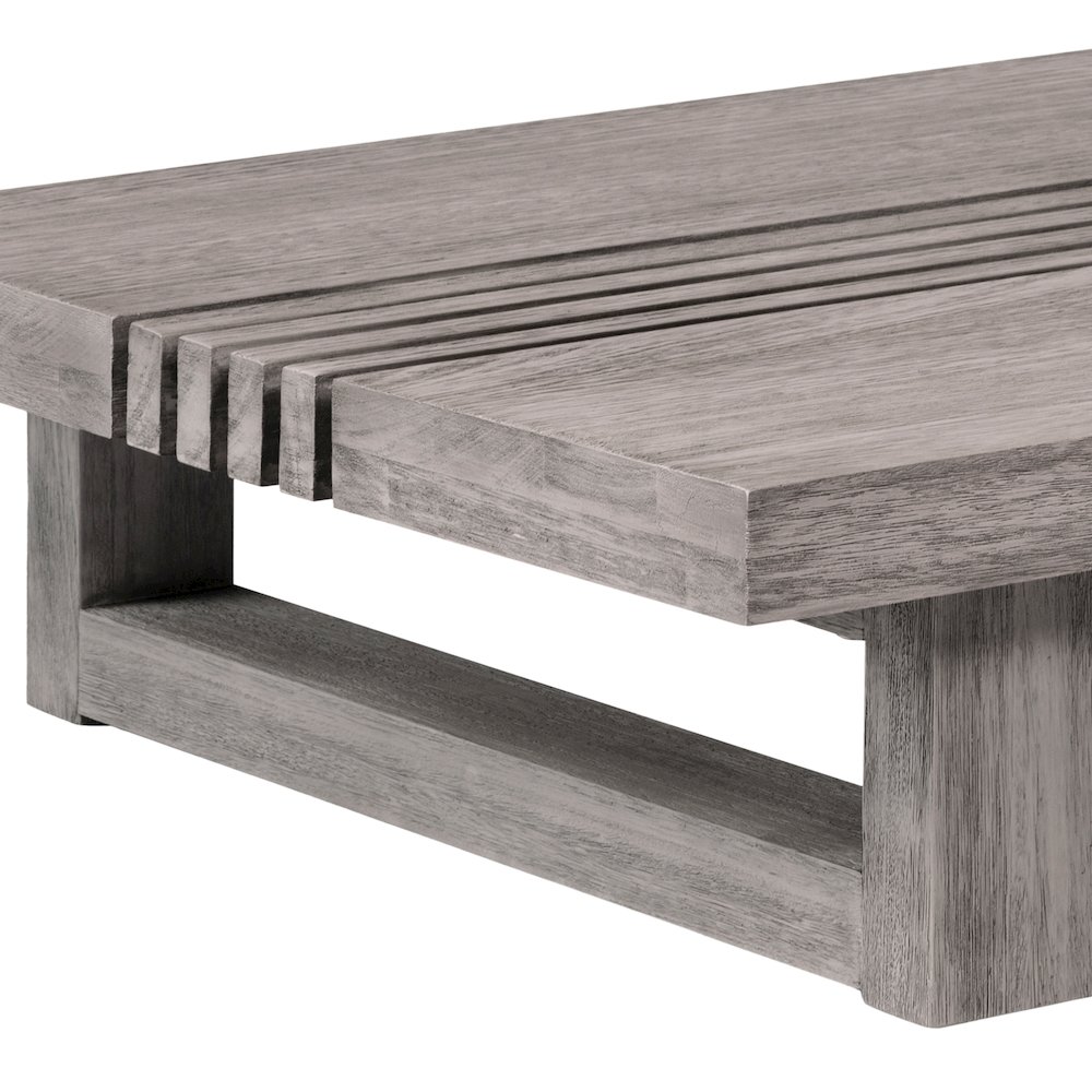 Vivid Outdoor Patio Coffee Table in Gray Eucalyptus Wood. Picture 5