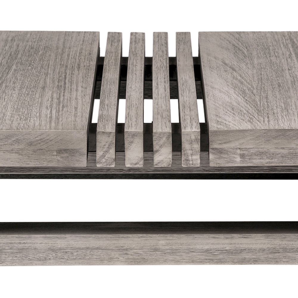 Vivid Outdoor Patio Coffee Table in Gray Eucalyptus Wood. Picture 6