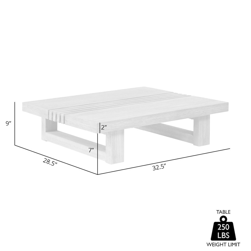 Vivid Outdoor Patio Coffee Table in Gray Eucalyptus Wood. Picture 7