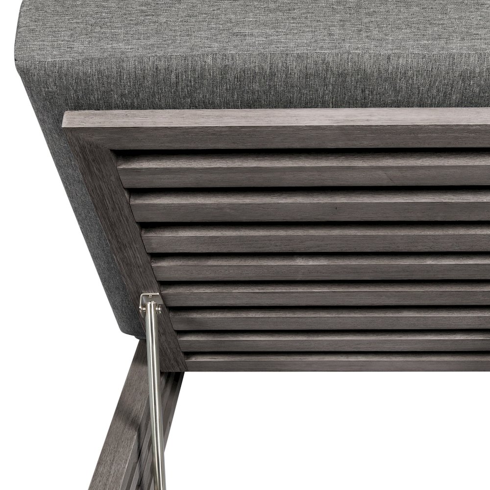 Outdoor Patio Chaise Lounge Chair in Gray Eucalyptus Wood. Picture 9