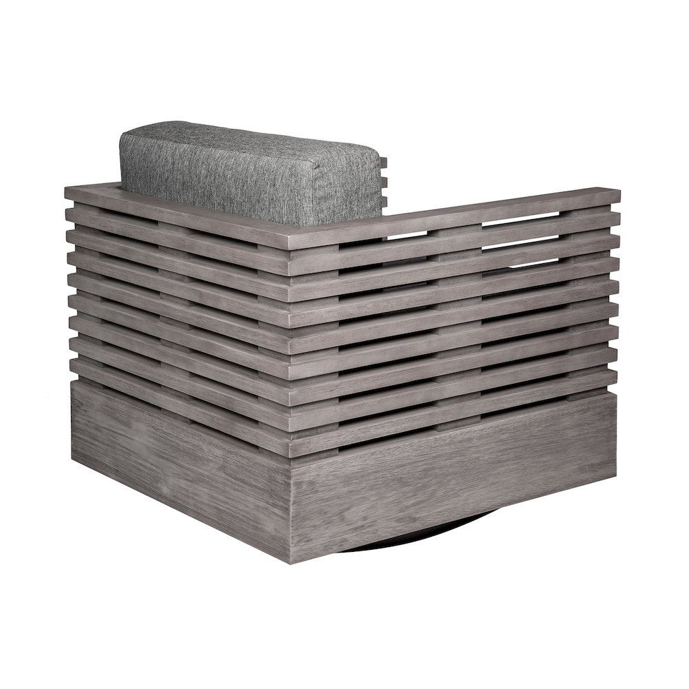 Outdoor Patio Chair in Gray Eucalyptus Wood with Gray Olefin Cushions. Picture 4