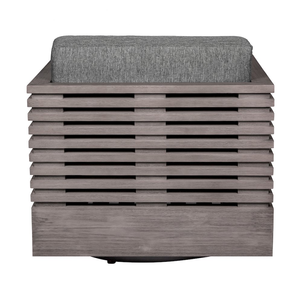 Outdoor Patio Chair in Gray Eucalyptus Wood with Gray Olefin Cushions. Picture 5