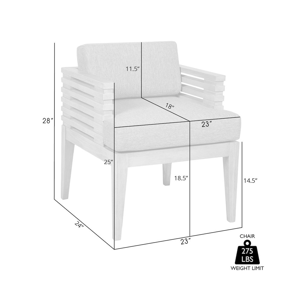 Outdoor Patio Dining Chair in Gray Eucalyptus Wood with Gray Olefin Cushions. Picture 9