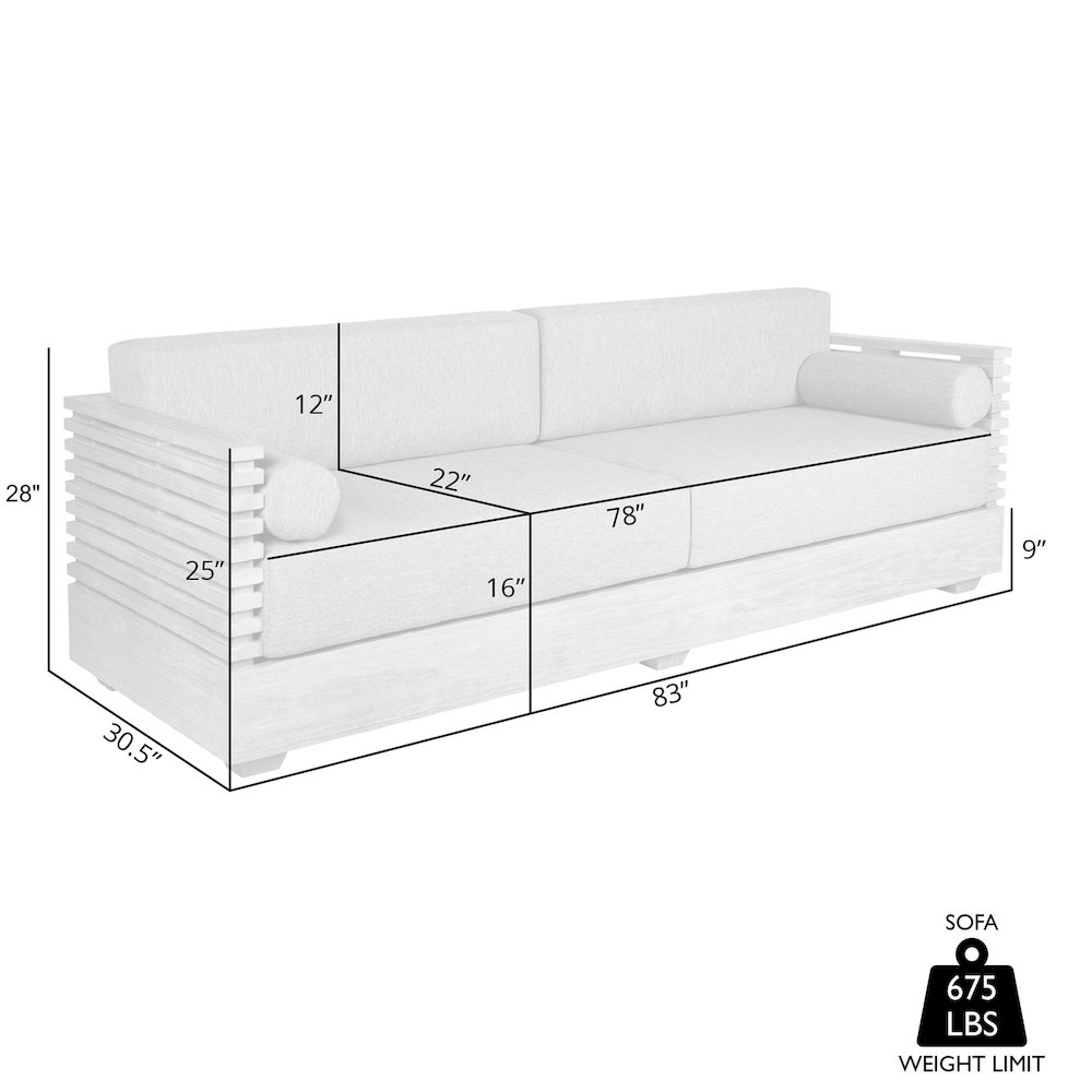 Vivid Outdoor Patio Sofa in Light Eucalyptus Wood with Taupe Olefin Cushions. Picture 9