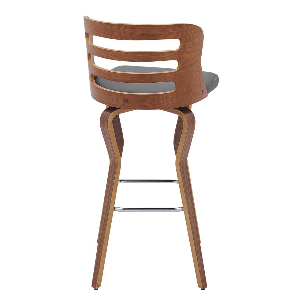 Verne 30" Swivel Gray Faux Leather and Walnut Wood Bar Stool. Picture 4