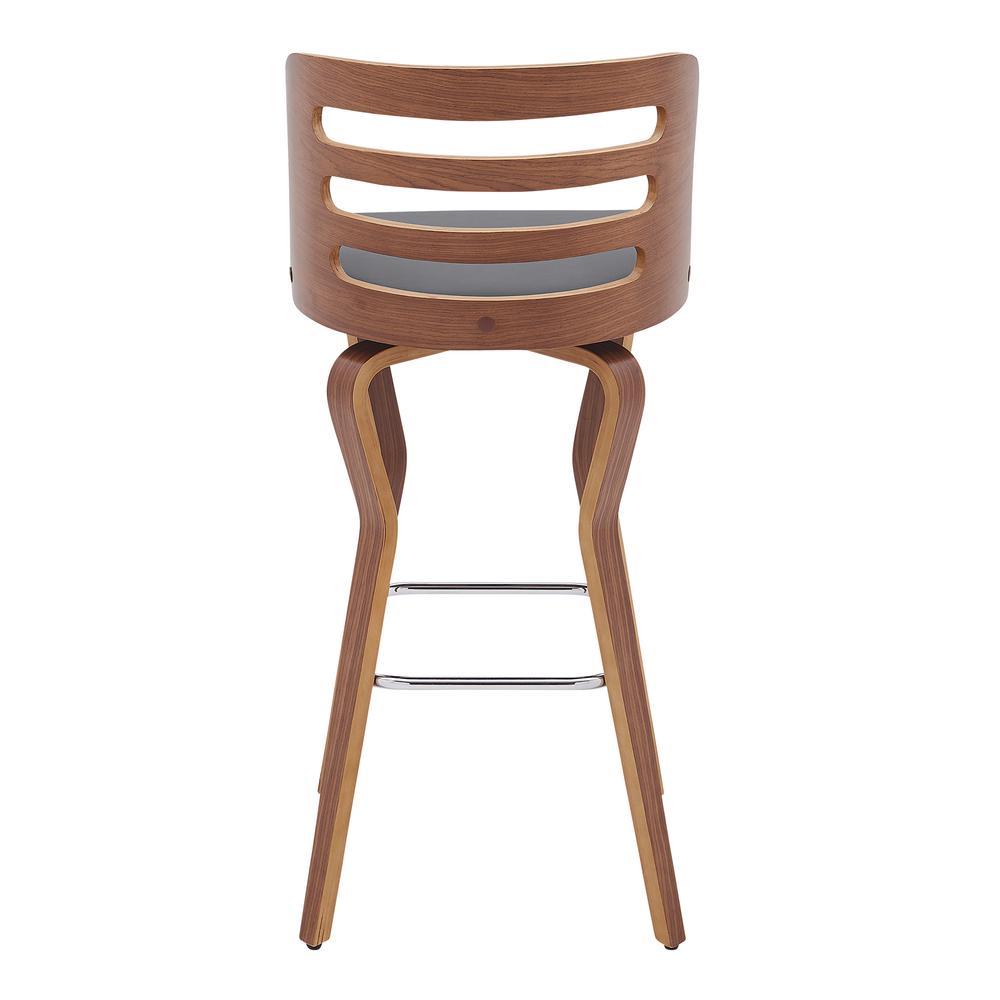 Verne 30" Swivel Gray Faux Leather and Walnut Wood Bar Stool. Picture 5