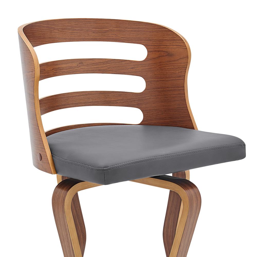 Verne 30" Swivel Gray Faux Leather and Walnut Wood Bar Stool. Picture 6