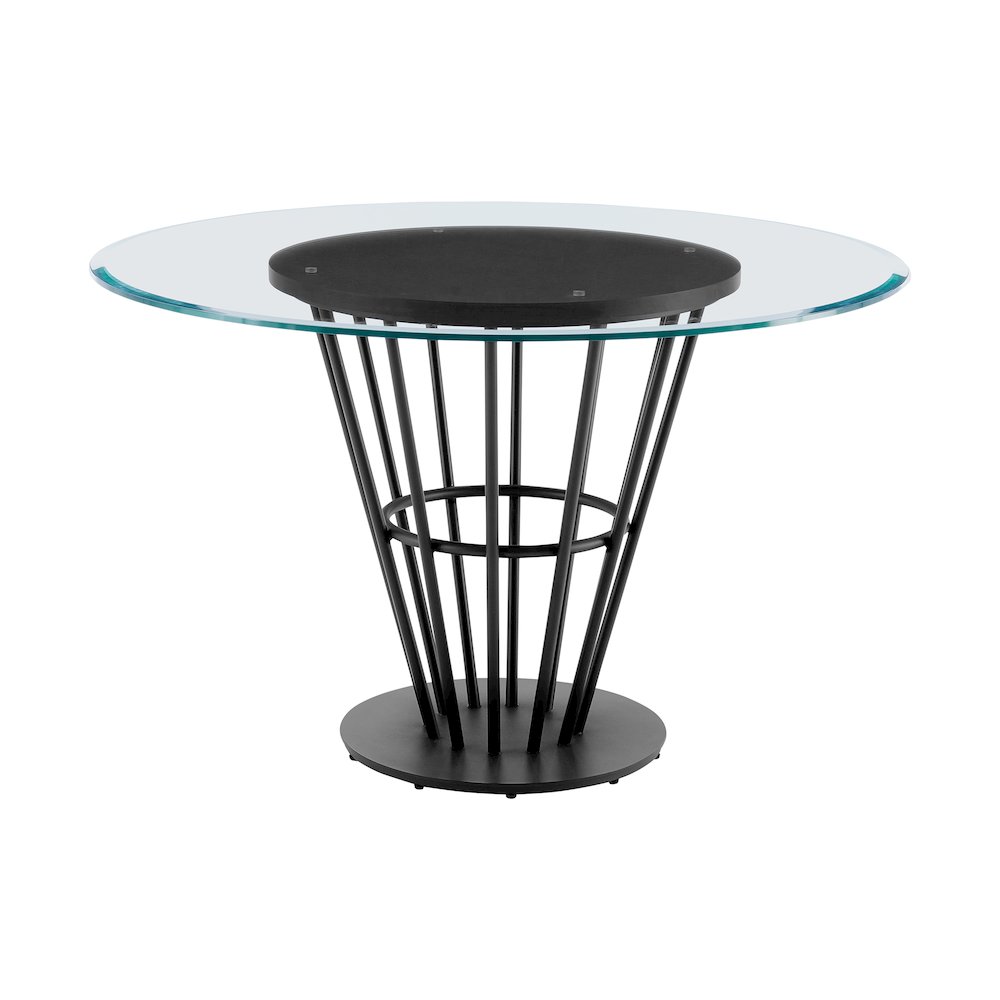 Veronica 48" Round Dining Table in Black Iron Base with Walnut Panel. Picture 1