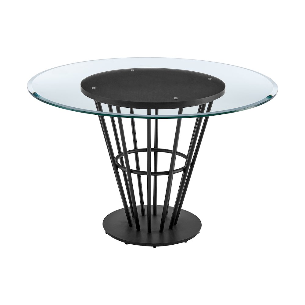 Veronica 48" Round Dining Table in Black Iron Base with Walnut Panel. Picture 2