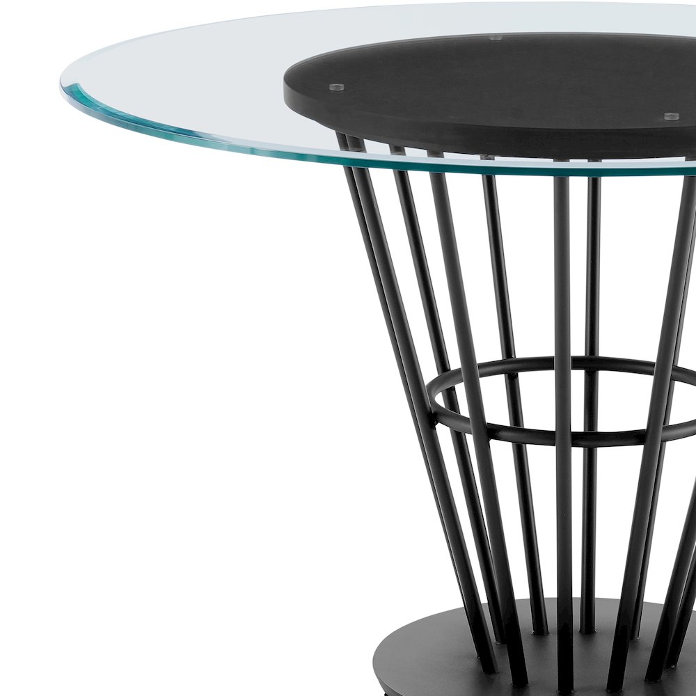 Veronica 48" Round Dining Table in Black Iron Base with Walnut Panel. Picture 4