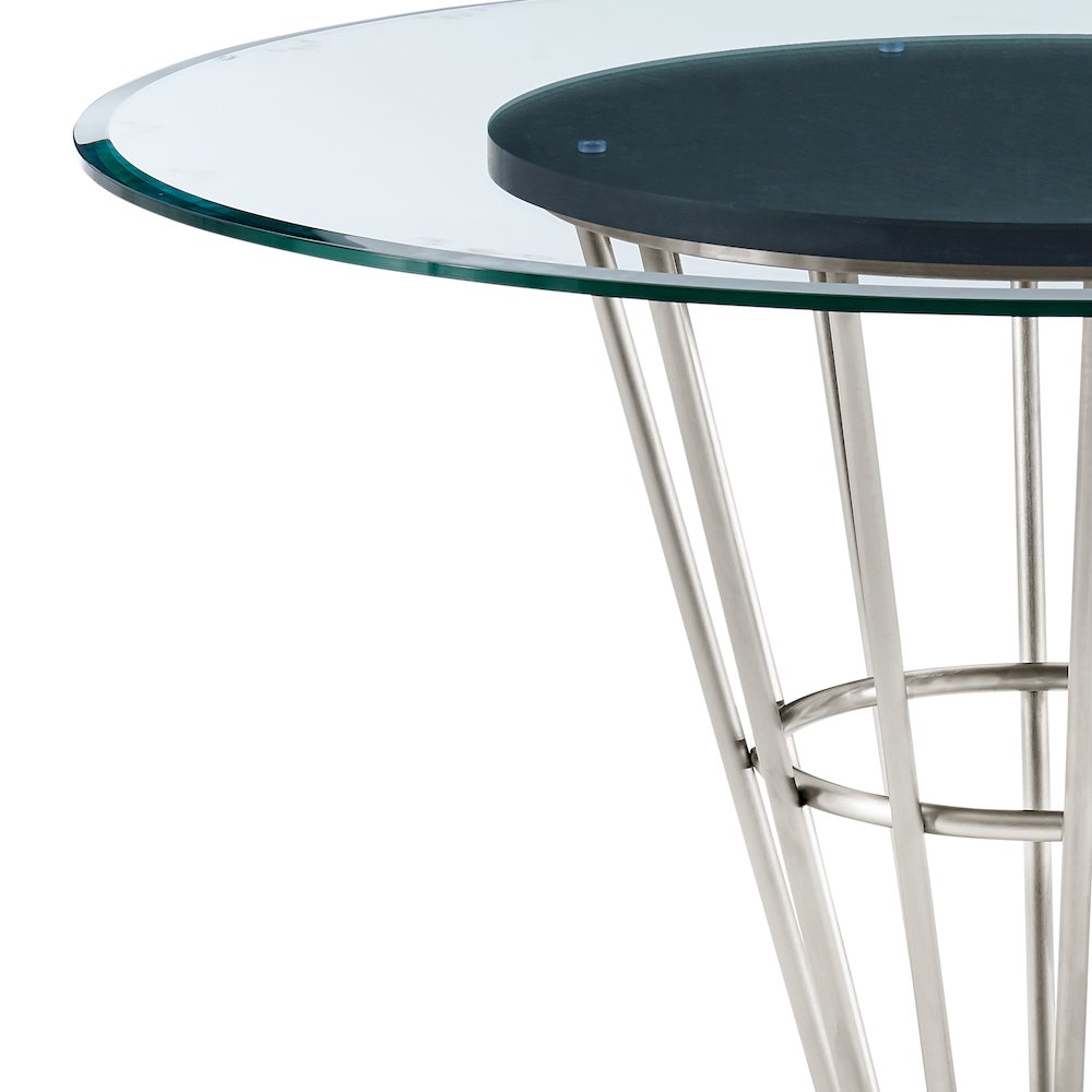 Veronica 48" Round Dining Table in Brushed Stainless Steel Base. Picture 4