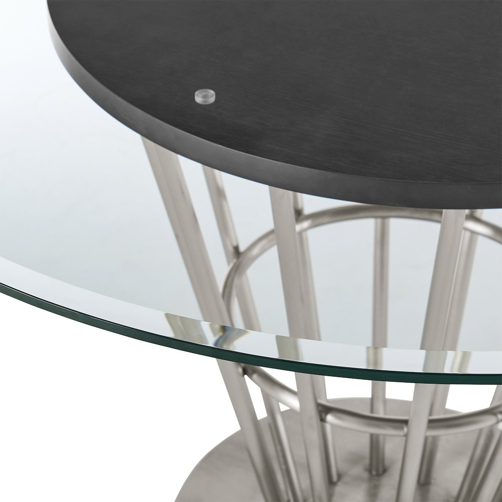 Veronica 48" Round Dining Table in Brushed Stainless Steel Base. Picture 5