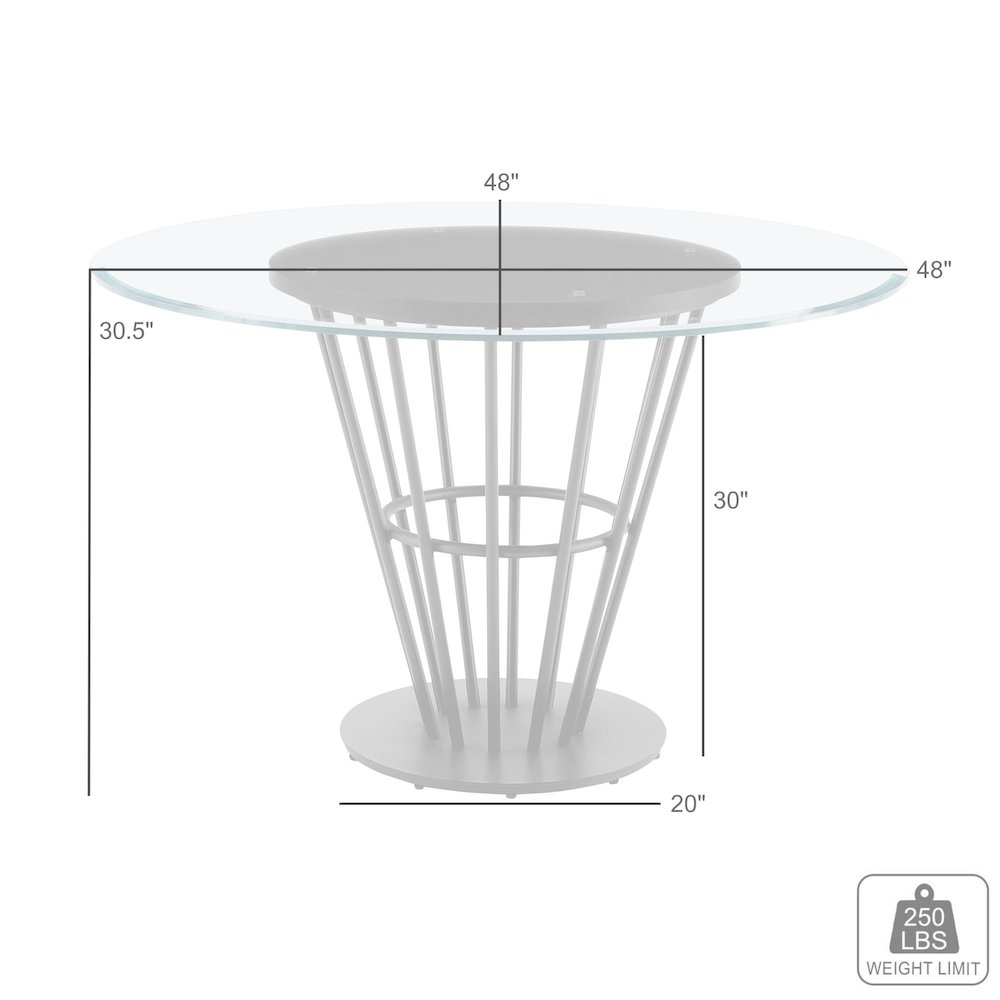 Veronica 48" Round Dining Table in Brushed Stainless Steel Base. Picture 7