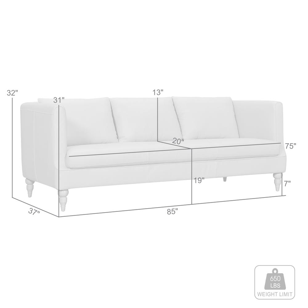 Vincenza 85" Dove Gray Leather Sofa. Picture 8