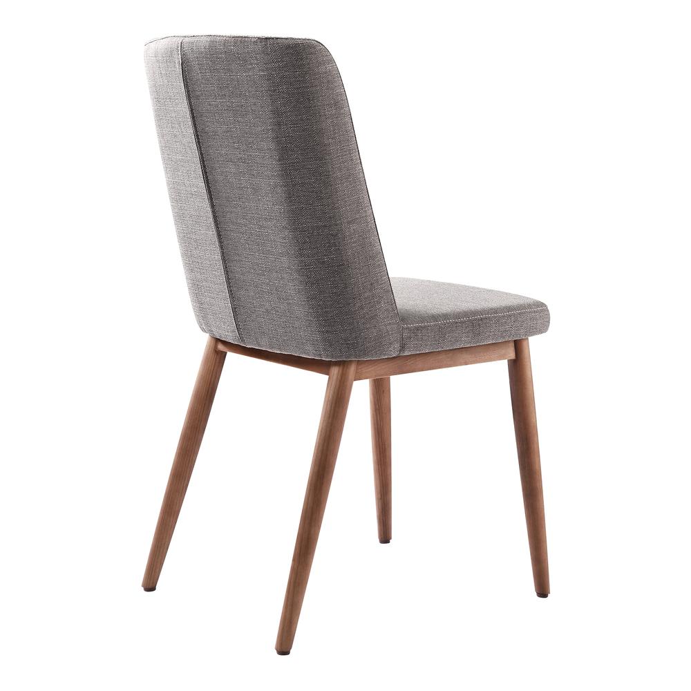 Wade Mid-Century Dining Chair in Walnut Finish and Gray Fabric - Set of 2. Picture 3