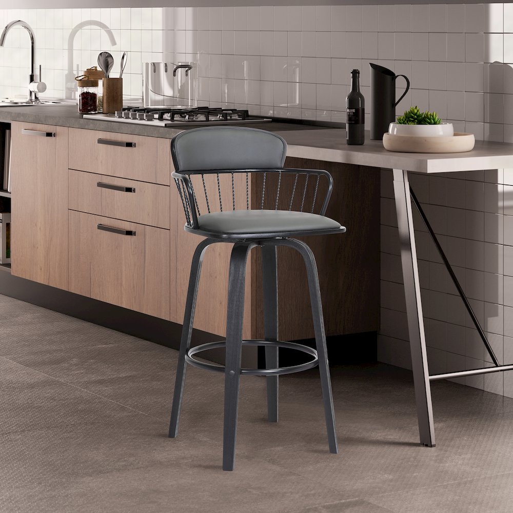 Willow Upholstered Wood Swivel Bar or Counter Stool. Picture 9