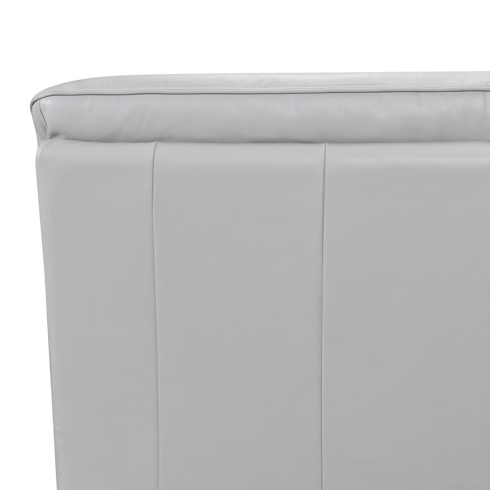 Zanna Contemporary Sofa in Genuine Dove Grey Leather with Brown Wood Legs. Picture 5