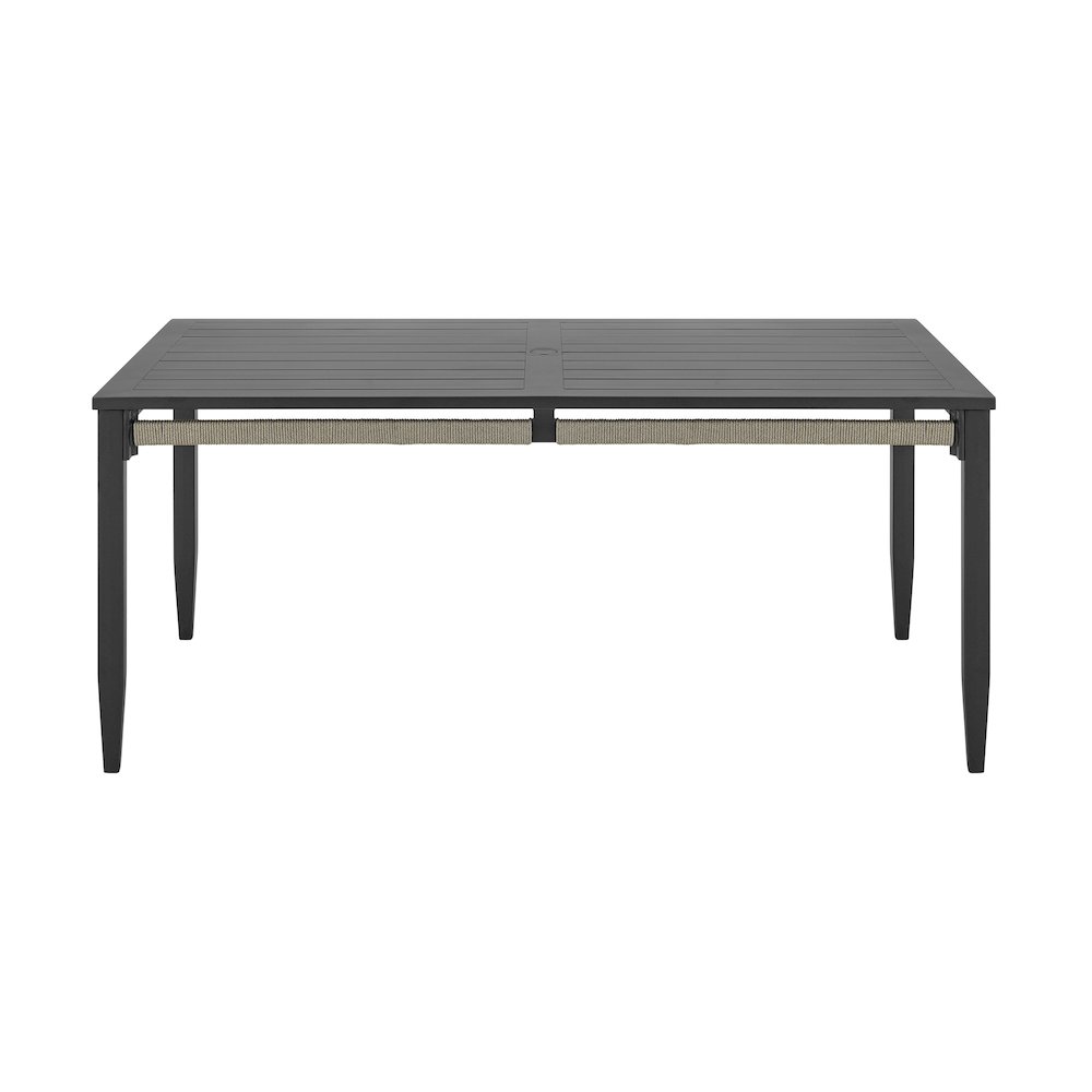 Zella Rectangular Dining Table in Aluminum with Charcoal Finish. Picture 1