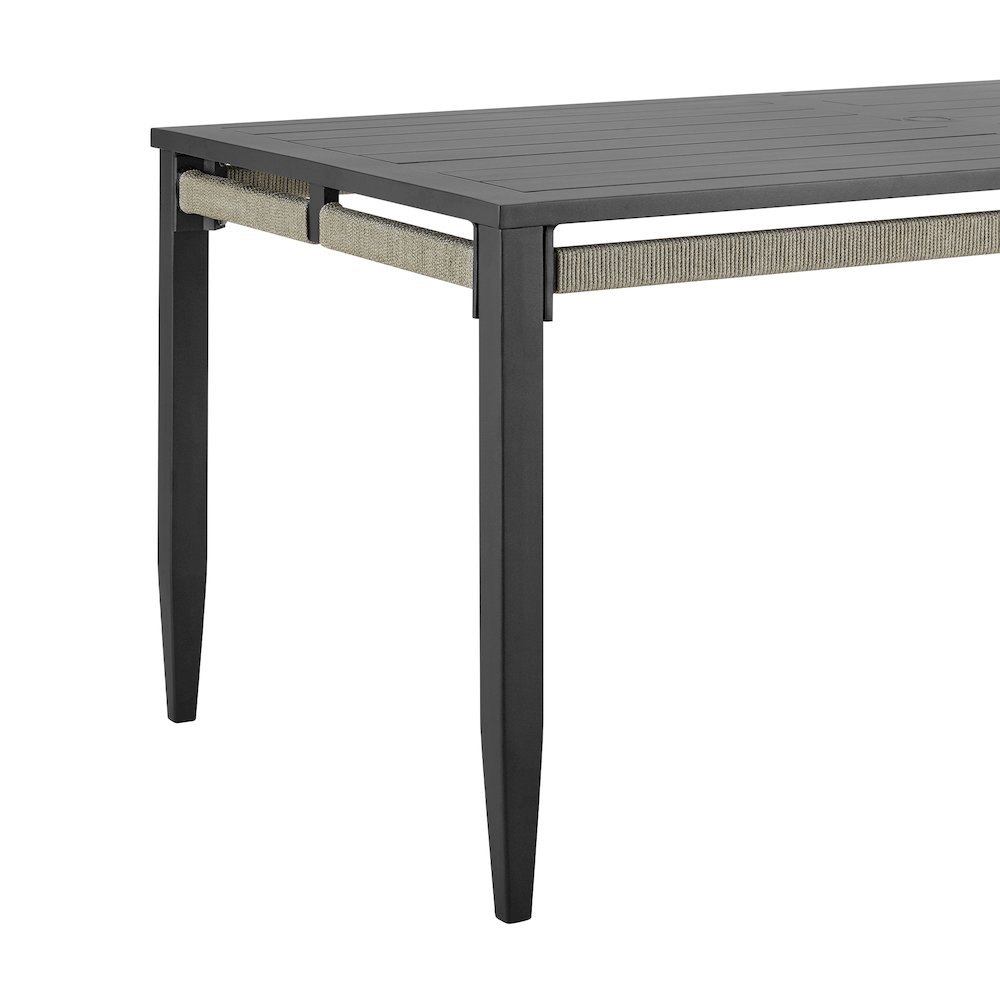 Zella Rectangular Dining Table in Aluminum with Charcoal Finish. Picture 4