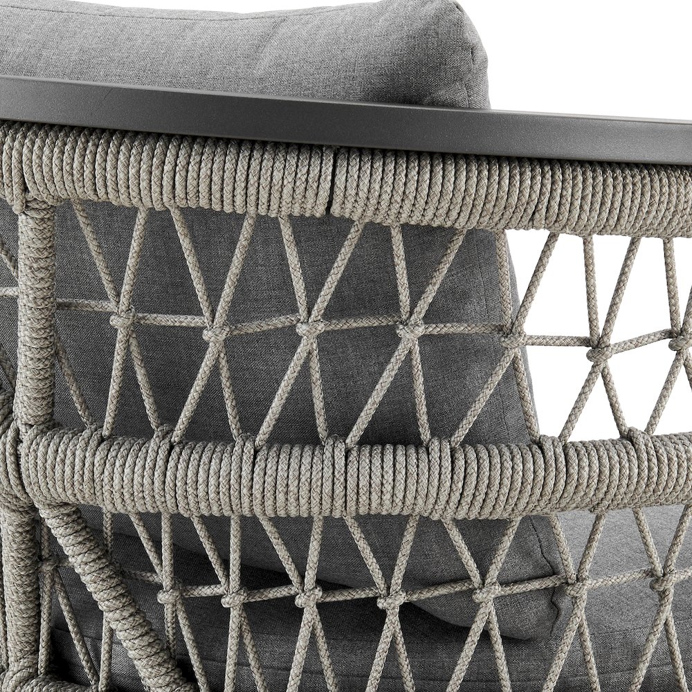 Zella Outdoor Patio Dining Chair in Aluminum with Light Gray Rope Set of 2. Picture 8